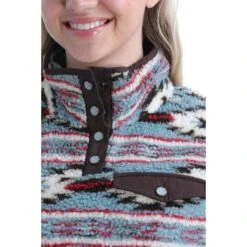 Cinch Women's Southwest Printed Fleece Pullover -Wrangler || Ariat || ROPER Sales Store RCK MAK9821002 DTL1