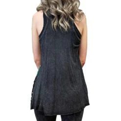 Pat Dahnke Women's Distressed Tiered Tunic Top -Wrangler || Ariat || ROPER Sales Store T223074 BLK 1
