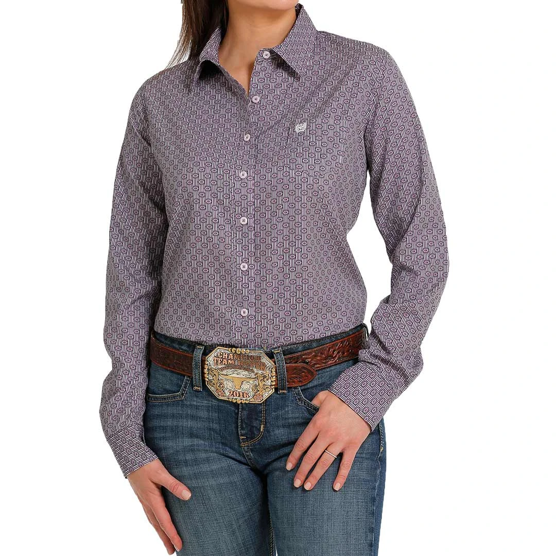 Cinch Women's Stripe Dot Print Button-Down Shirt 3 Cinch Women's Stripe Dot Print Button-Down Shirt