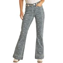 Hooey Women's Aztec Print High Rise Trouser Jeans -Wrangler || Ariat || ROPER Sales Store hooey women s aztec print high rise trouser jeans