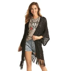 Rock & Roll Cowgirl Women's Fringe Crochet Cardigan
