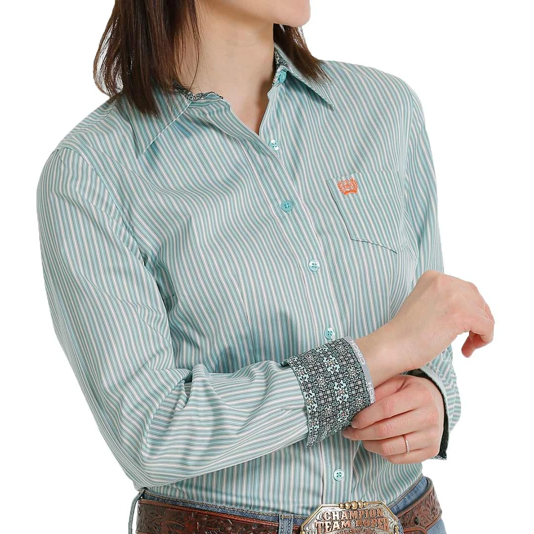 Cinch Women's Stripe Print Button-Down Shirt 4 Cinch Women's Stripe Print Button-Down Shirt - Image 2
