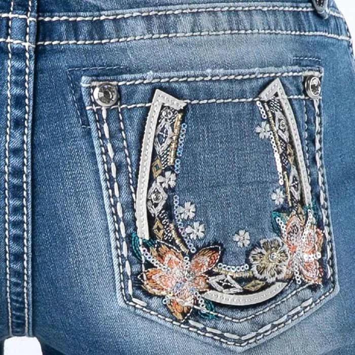Miss Me Women's Floral Horseshoe Bootcut Jeans 5 Miss Me Women's Floral Horseshoe Bootcut Jeans - Image 3