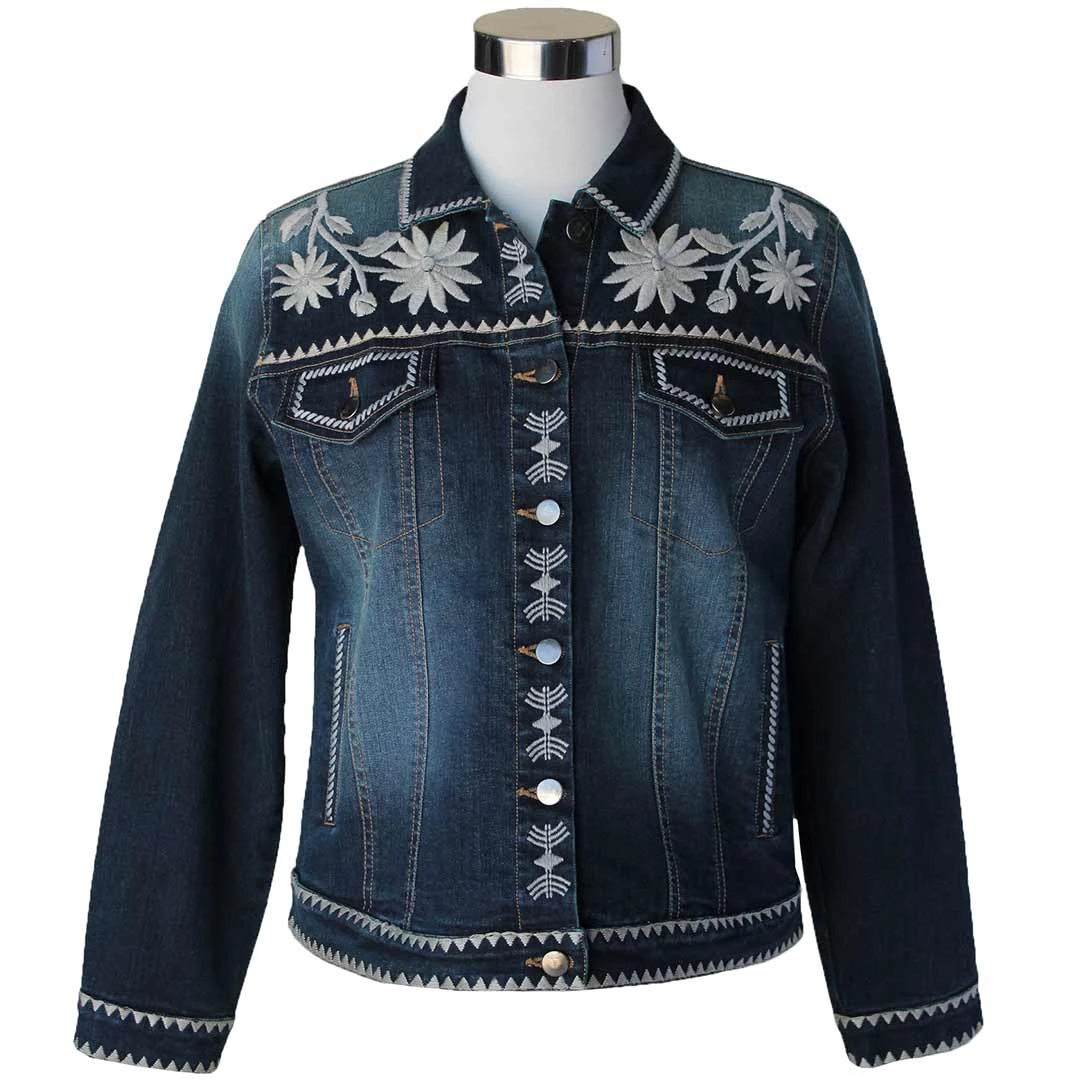 Keren Hart Women's Floral Embroidered Jean Jacket 3 Keren Hart Women's Floral Embroidered Jean Jacket