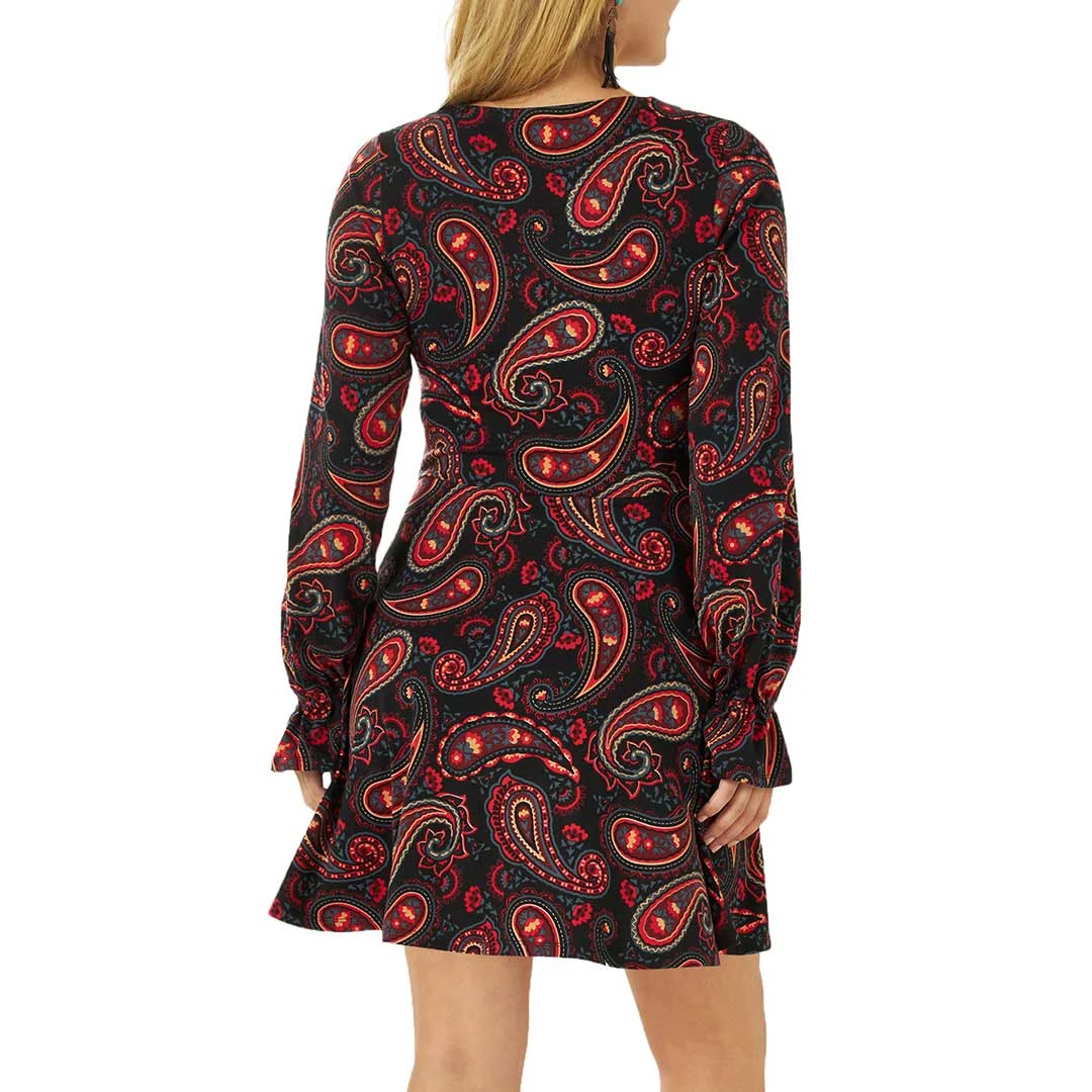 Wrangler Women's Retro Lace-up Paisley Print Dress 4 Wrangler Women's Retro Lace-up Paisley Print Dress - Image 2