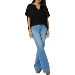 Wrangler Women's Retro Ribbed Knit Dolman T-Shirt -Wrangler || Ariat || ROPER Sales Store img28824 wrangler women s retro ribbed knit dolman t shirt