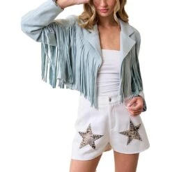 Saints & Hearts Women's Fringe Suede Cropped Jacket -Wrangler || Ariat || ROPER Sales Store img30454 saints hearts women s fringe suede cropped jacket