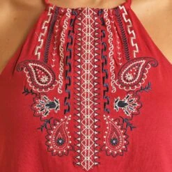 Rock & Roll Cowgirl Women's Embroidered Halter Top -Wrangler || Ariat || ROPER Sales Store img34730 rock roll cowgirl women s embroidered halter top
