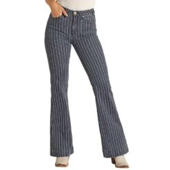 Rock & Roll Denim Women's High Rise Extra Stretch Stripe Trouser Jeans -Wrangler || Ariat || ROPER Sales Store img37755 rock roll denim women s high rise extra stretch stripe trouser jeans