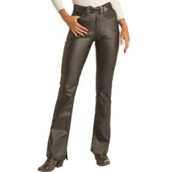 Rock & Roll Denim Women's High Rise Pleather Bootcut Jeans 7 Rock & Roll Denim Women's High Rise Pleather Bootcut Jeans -Wrangler || Ariat || ROPER Sales Store img45620 rock roll denim women s high rise pleather bootcut jeans