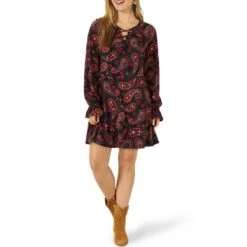 Wrangler Women's Retro Lace-up Paisley Print Dress 9 Wrangler Women's Retro Lace-up Paisley Print Dress -Wrangler || Ariat || ROPER Sales Store img51576 wrangler women s retro lace up paisley print dress