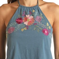 Rock & Roll Cowgirl Women's Embroidered Halter Top -Wrangler || Ariat || ROPER Sales Store img52541 rock roll cowgirl women s embroidered halter top