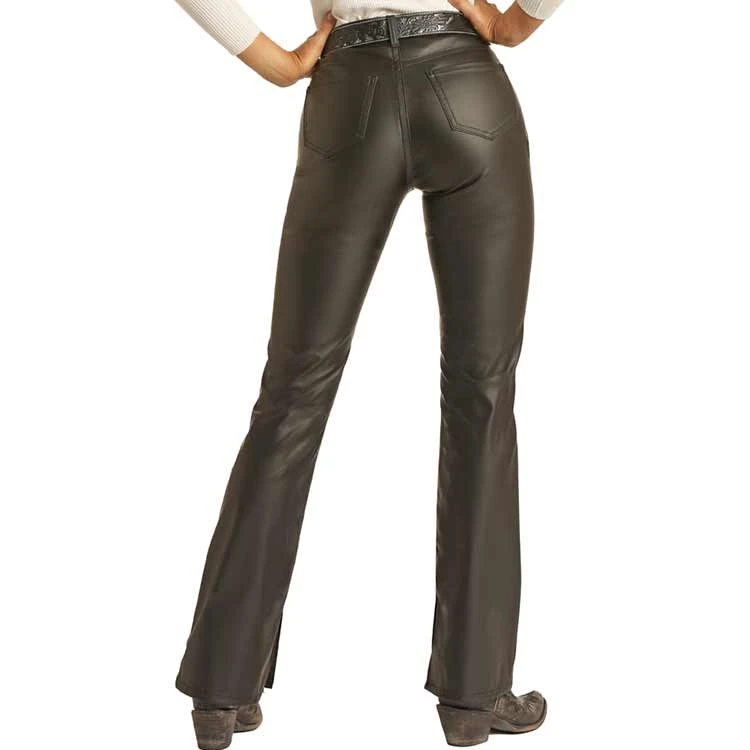 Rock & Roll Denim Women's High Rise Pleather Bootcut Jeans 3 Rock & Roll Denim Women's High Rise Pleather Bootcut Jeans