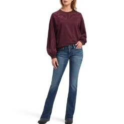 Ariat Women's Stitched Crew Sweatshirt -Wrangler || Ariat || ROPER Sales Store img66864 ariat women s stitched crew sweatshirt