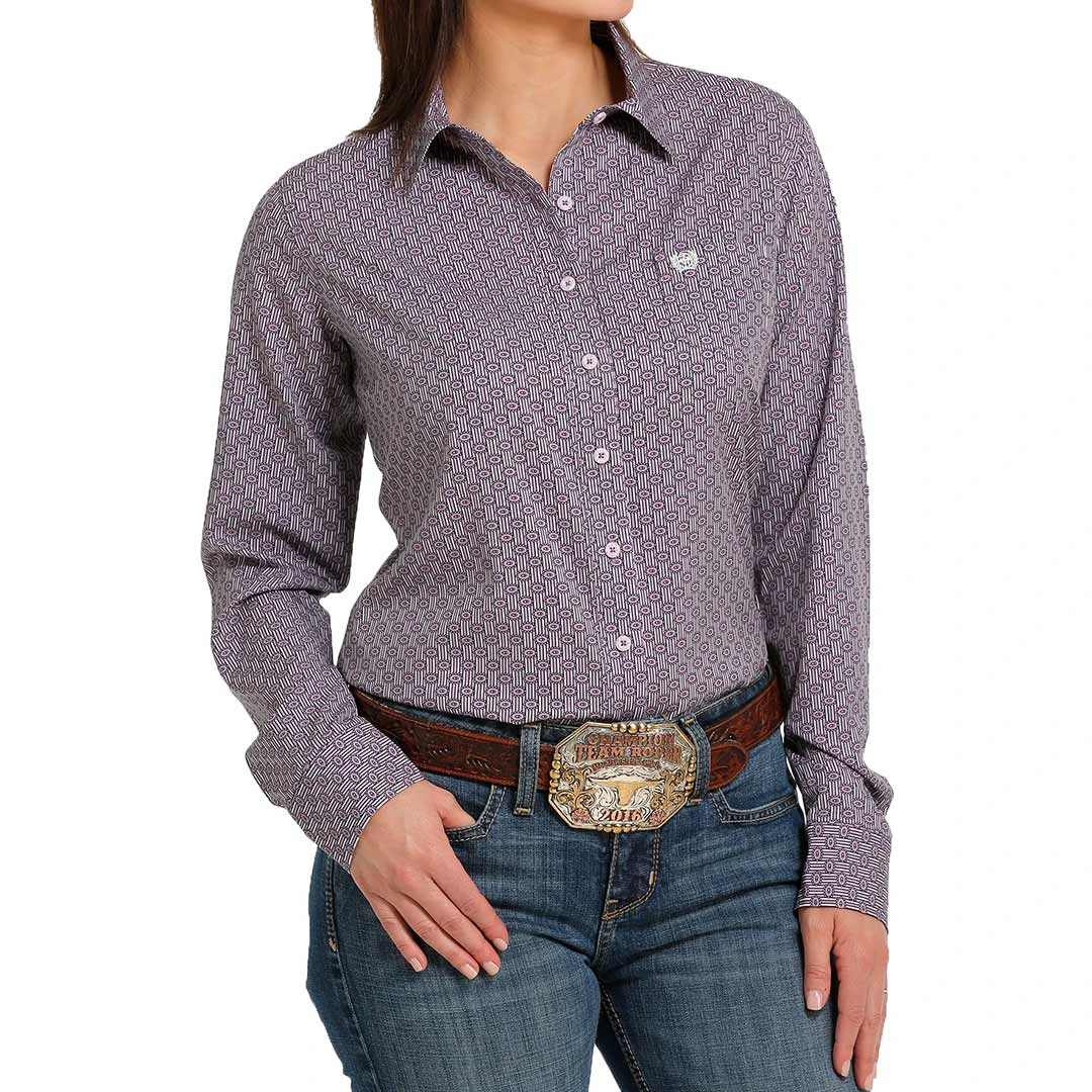 Cinch Women's Stripe Dot Print Button-Down Shirt 4 Cinch Women's Stripe Dot Print Button-Down Shirt - Image 2