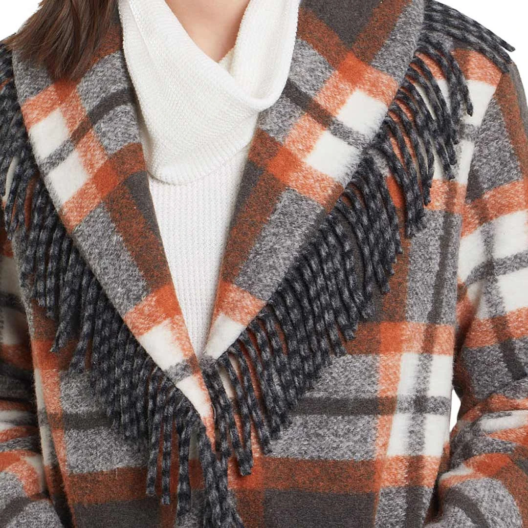 Tribal Women's Fringe Trim Plaid Coat 6 Tribal Women's Fringe Trim Plaid Coat - Image 4