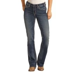 Rock & Roll Cowgirl Women's Cow Print Embroidered Bootcut Jeans -Wrangler || Ariat || ROPER Sales Store img75287 rock roll cowgirl women s cow print embroidered bootcut jeans