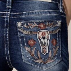 Miss Me Women's Angelic Steer Bootcut Jeans -Wrangler || Ariat || ROPER Sales Store img82150 miss me women s angelic steer bootcut jeans