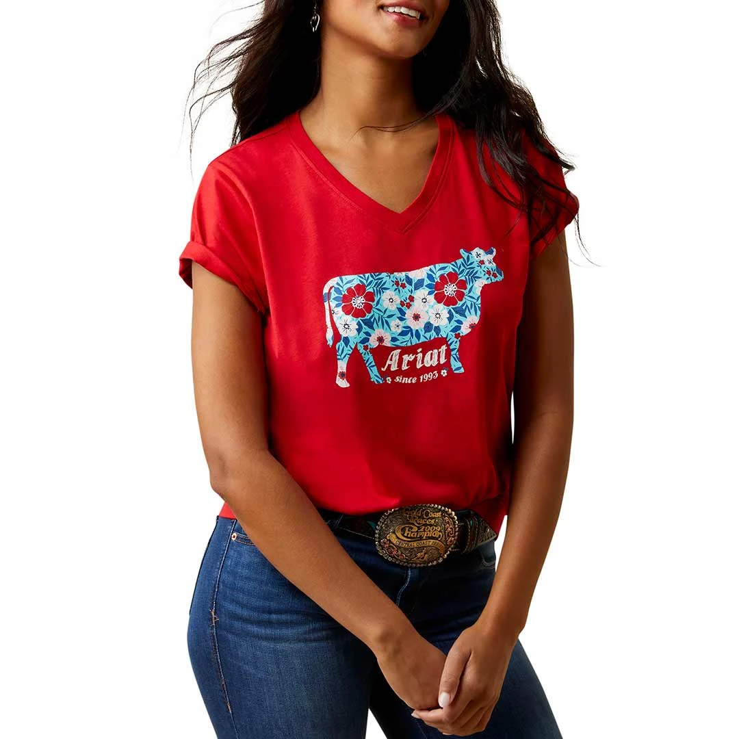 Ariat Women's Flower Cow Graphic T-Shirt 3 Ariat Women's Flower Cow Graphic T-Shirt