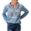 Roper Women's Embroidered Denim Blouse -Wrangler || Ariat || ROPER Sales Store img86651 roper women s embroidered denim blouse