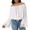 Wrangler Women's Retro Boho Crochet Off-Shoulder Blouse -Wrangler || Ariat || ROPER Sales Store img87348 wrangler women s retro boho crochet off shoulder blouse