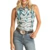 Rock & Roll Cowgirl Women's Aztec Print Sleeveless Snap Shirt -Wrangler || Ariat || ROPER Sales Store img88377 rock roll cowgirl women s aztec print sleeveless snap shirt