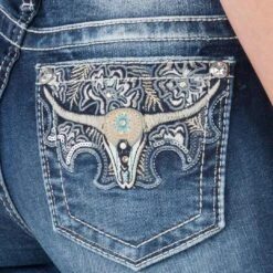 Miss Me Women's Tropical Longhorn Bootcut Jeans -Wrangler || Ariat || ROPER Sales Store img91867 miss me women s tropical longhorn bootcut jeans