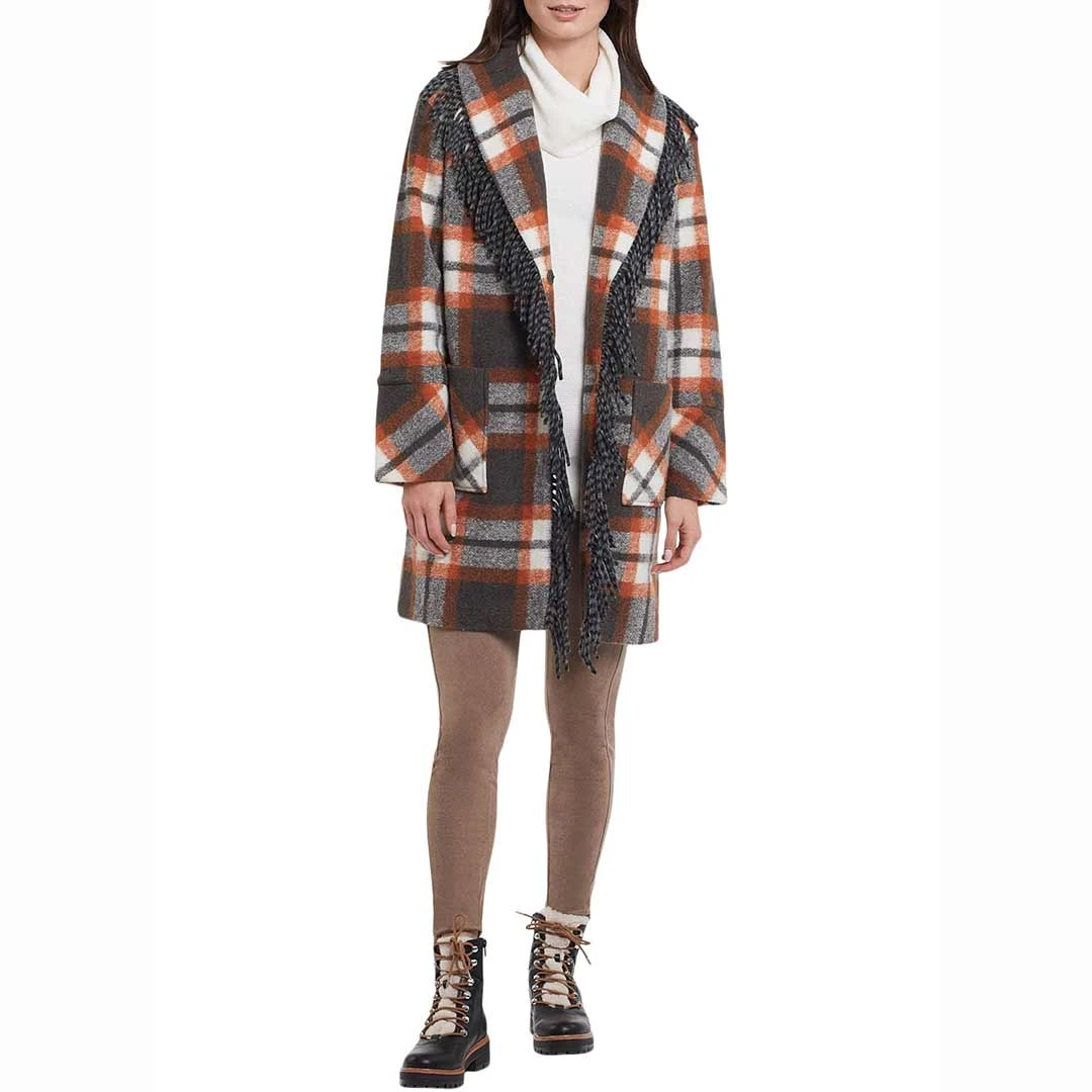 Tribal Women's Fringe Trim Plaid Coat 4 Tribal Women's Fringe Trim Plaid Coat - Image 2