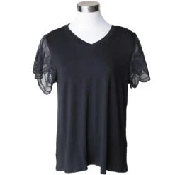 Keren Hart Women's Lace Flutter Sleeve T-Shirt