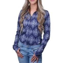 M Sport 6 Women's Royals Zippered Western Shirt