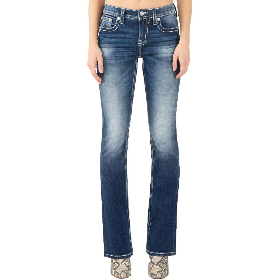 Miss Me Women's Feather Border Bootcut Jeans 4 Miss Me Women's Feather Border Bootcut Jeans - Image 3