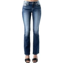 Miss Me Women's Horseshoe Feather Bootcut Jeans -Wrangler || Ariat || ROPER Sales Store miss me women s horseshoe feather bootcut jeans