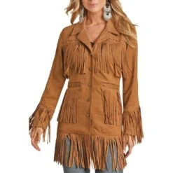 Powder River Outfitters Women's Fringe Micro Suede Snap Jacket -Wrangler || Ariat || ROPER Sales Store powder river outfitters women s fringe micro suede snap jacket