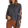 Rock & Roll Cowgirl Women's Aztec Sleeve Knit Sweater 2 Rock & Roll Cowgirl Women's Aztec Sleeve Knit Sweater -Wrangler || Ariat || ROPER Sales Store rock roll cowgirl women s aztec sleeve knit sweater