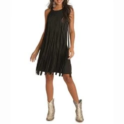 Rock & Roll Cowgirl Women's Microsuede Fringe Dress -Wrangler || Ariat || ROPER Sales Store rock roll cowgirl women s microsuede fringe dress