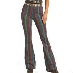 Rock & Roll Cowgirl Women's Retro Stripe Flare Leg Jeans -Wrangler || Ariat || ROPER Sales Store rock roll cowgirl women s retro stripe flare leg jeans