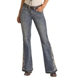 Rock & Roll Denim Women's Aztec Mid Rise Stretch Flare Leg Trouser Jeans 7 Rock & Roll Denim Women's Aztec Mid Rise Stretch Flare Leg Trouser Jeans -Wrangler || Ariat || ROPER Sales Store rock roll denim women s aztec mid rise stretch flare leg trouser jeans