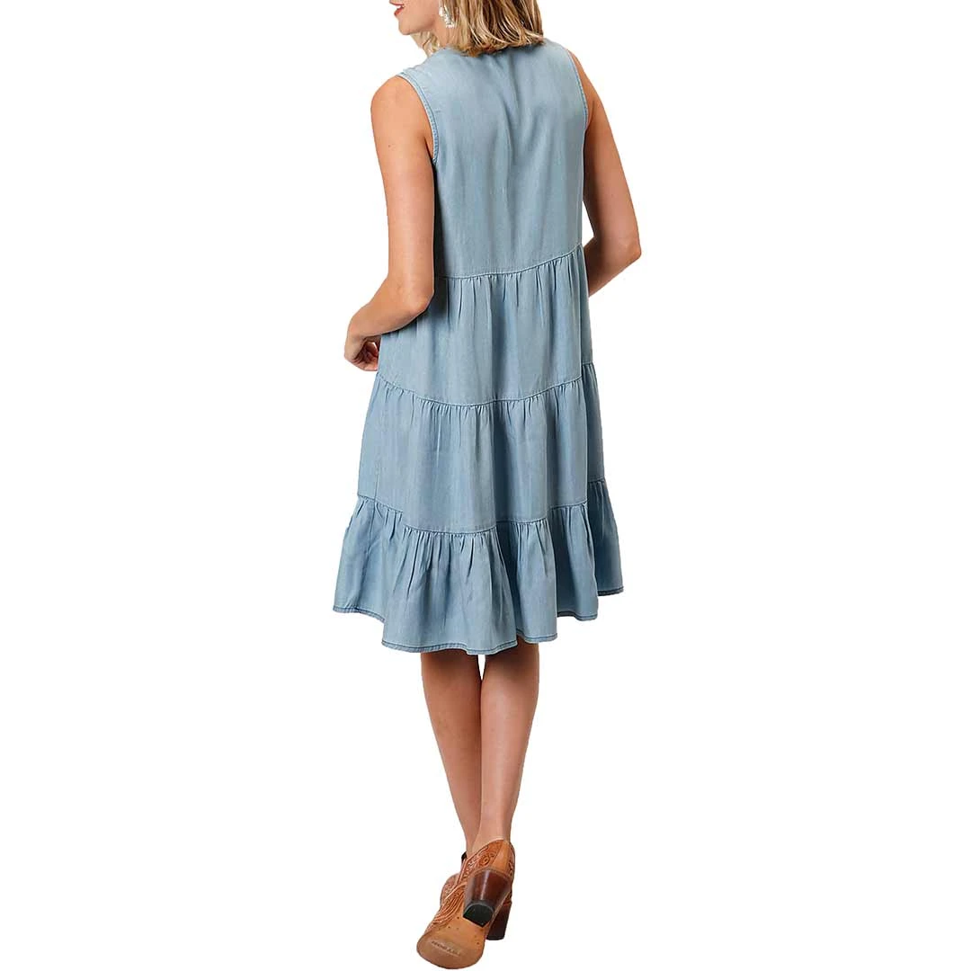 Roper Women's Embroidered Denim Tank Dress 4 Roper Women's Embroidered Denim Tank Dress - Image 2
