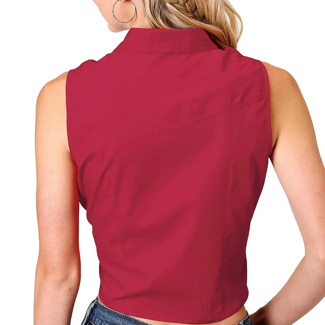 Roper Women's Solid Sleeveless Snap Shirt 4 Roper Women's Solid Sleeveless Snap Shirt - Image 2