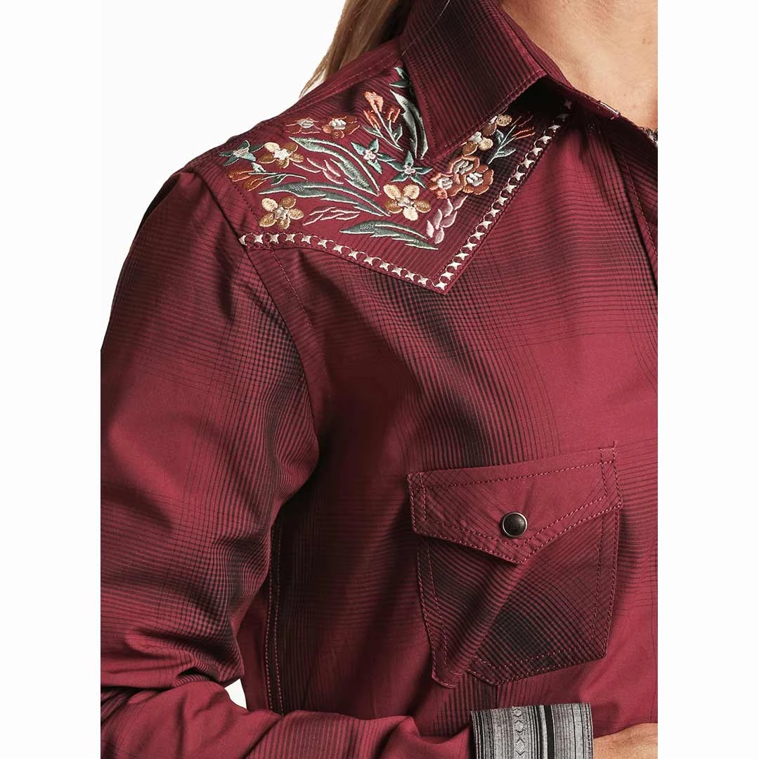 Rough Stock Women's Embroidered Yoke Plaid Snap Shirt 4 Rough Stock Women's Embroidered Yoke Plaid Snap Shirt - Image 2