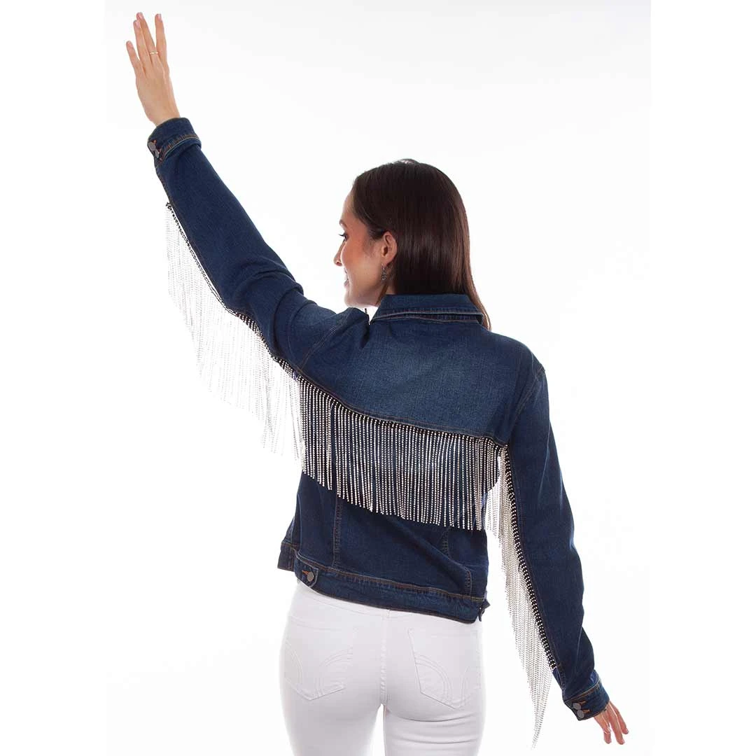 Scully Women's Rhinestone Fringe Jean Jacket 4 Scully Women's Rhinestone Fringe Jean Jacket - Image 2