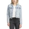 Silver Jeans Women's Fitted Cropped Jean Jacket -Wrangler || Ariat || ROPER Sales Store silver jeans women s fitted cropped jean jacket