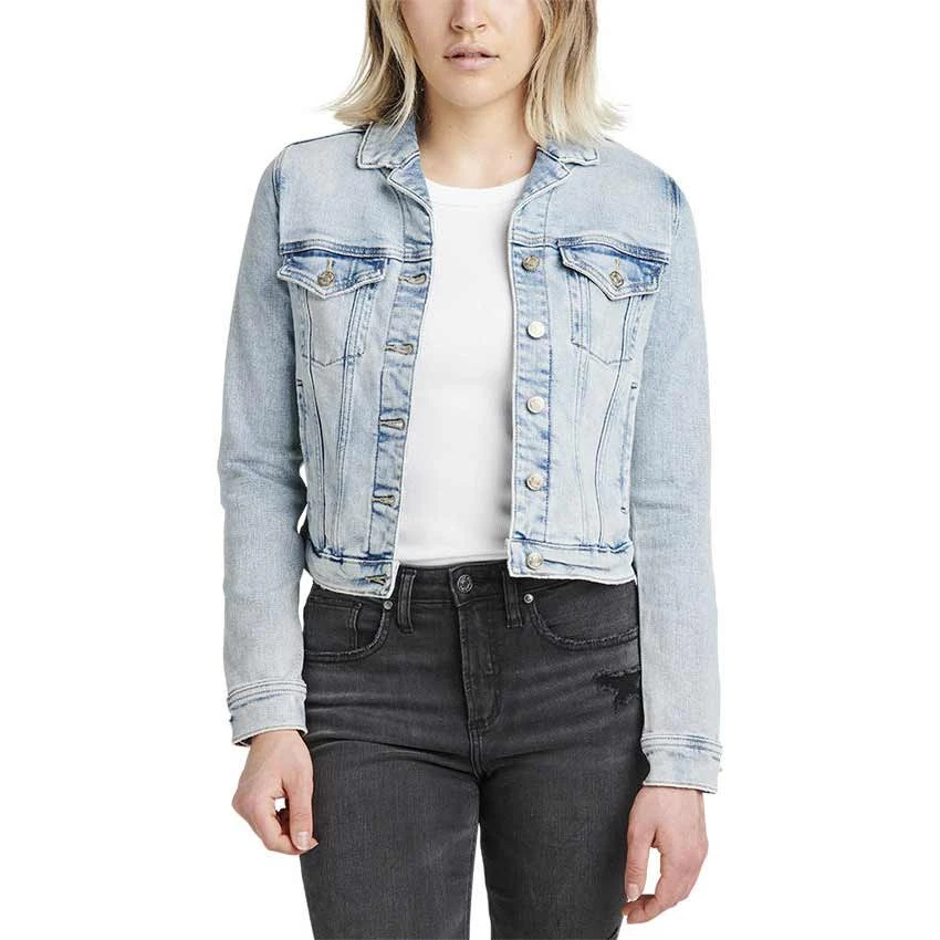 Silver Jeans Women's Fitted Cropped Jean Jacket 3 Silver Jeans Women's Fitted Cropped Jean Jacket