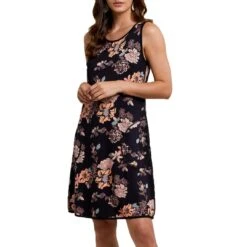 Tribal Women's Reversible A-Line Floral Print Dress