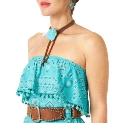 Wrangler Women's Pom Fringe Strapless Dress 11 Wrangler Women's Pom Fringe Strapless Dress -Wrangler || Ariat || ROPER Sales Store wrangler women s pom fringe strapless dress