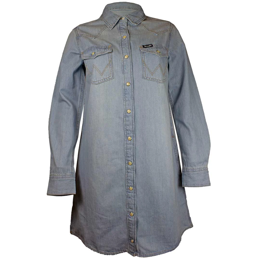 Wrangler Women's Snap Front Denim Shirt Dress 3 Wrangler Women's Snap Front Denim Shirt Dress